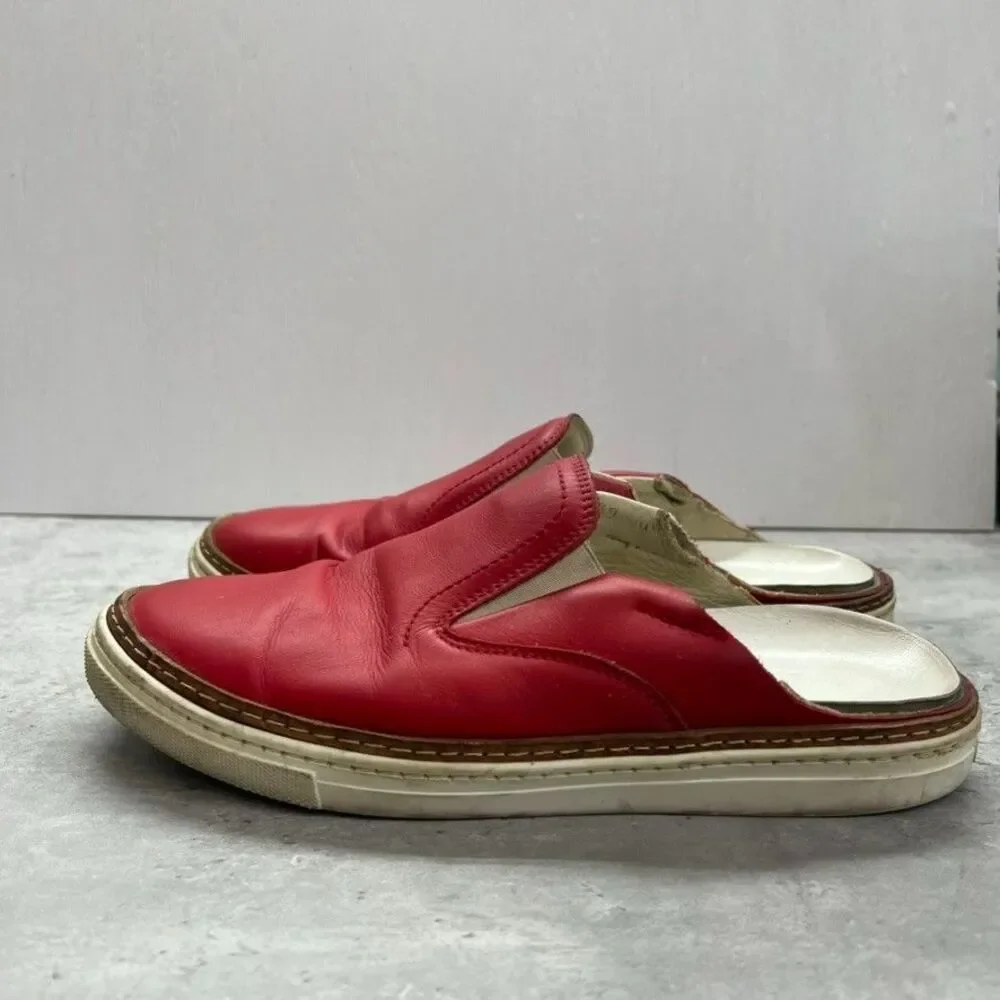 Maison Martin Margiela Red Leather Comfort Slip On Mule Shoes Mens Size 39/40
